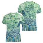 NAIDOC Week 2025 Women V-Neck T-Shirt Pastel Ocean Aboriginal Art