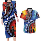 Honoring 50 Years NAIDOC Week 2025 Couples Matching Long Sleeve Bodycon Dress and Hawaiian Shirt