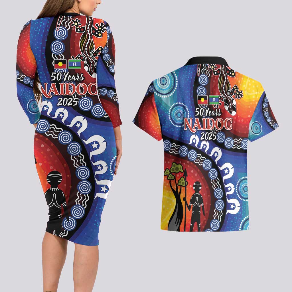 Honoring 50 Years NAIDOC Week 2025 Couples Matching Long Sleeve Bodycon Dress and Hawaiian Shirt