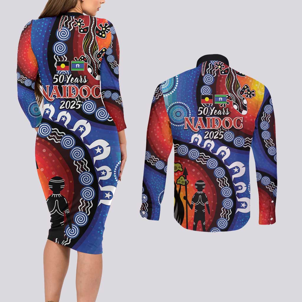 Honoring 50 Years NAIDOC Week 2025 Couples Matching Long Sleeve Bodycon Dress and Long Sleeve Button Shirt