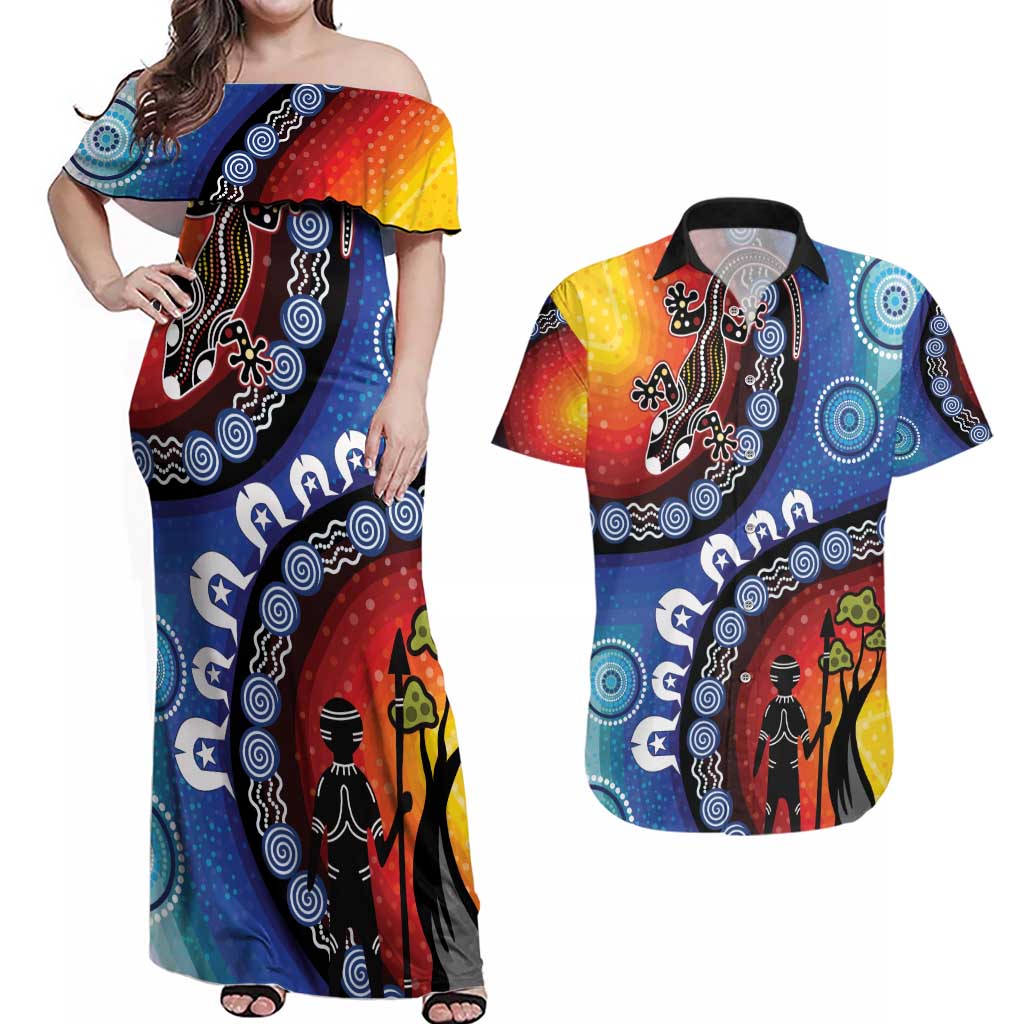 Honoring 50 Years NAIDOC Week 2025 Couples Matching Off Shoulder Maxi Dress and Hawaiian Shirt