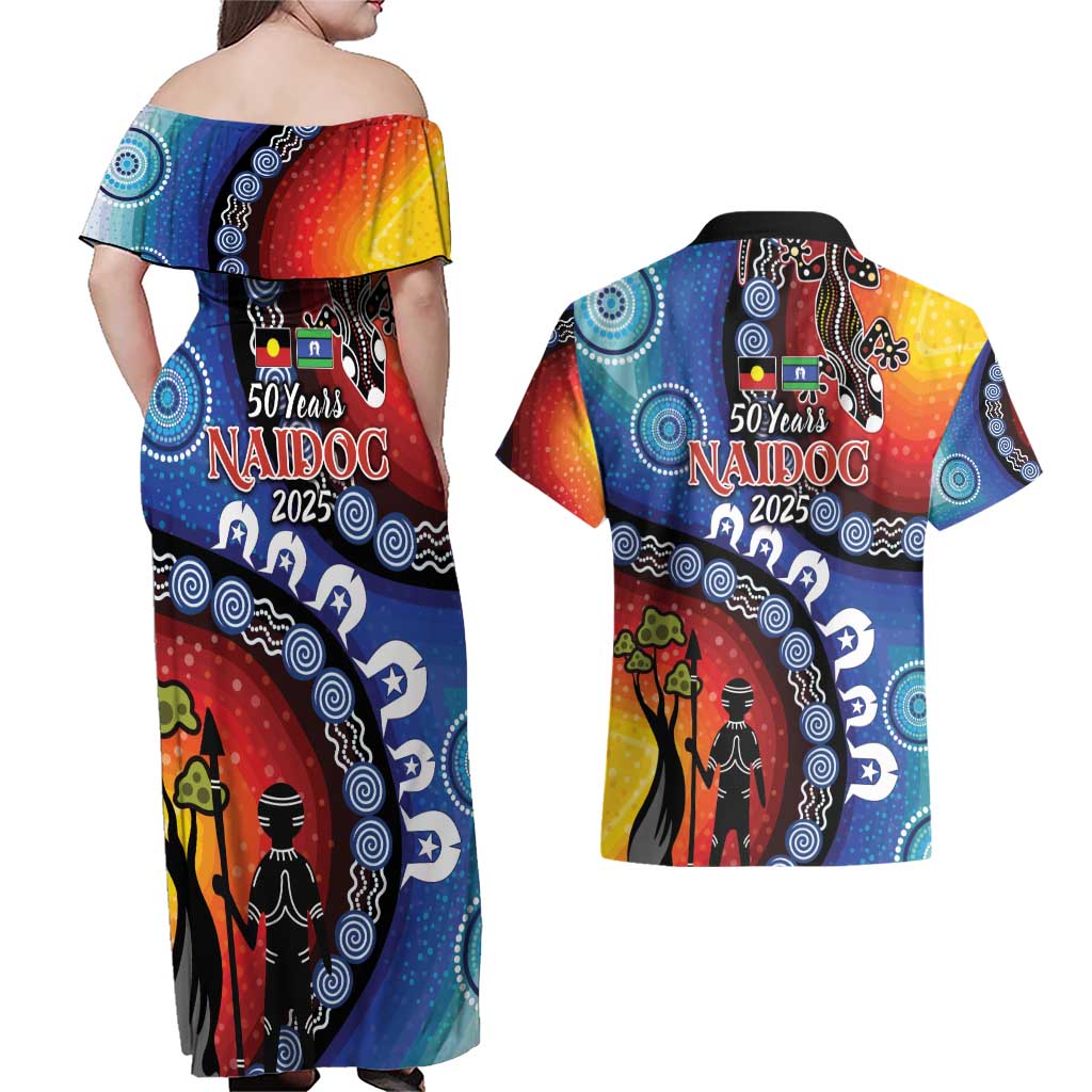 Honoring 50 Years NAIDOC Week 2025 Couples Matching Off Shoulder Maxi Dress and Hawaiian Shirt