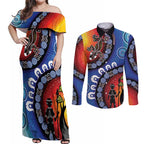 Honoring 50 Years NAIDOC Week 2025 Couples Matching Off Shoulder Maxi Dress and Long Sleeve Button Shirt