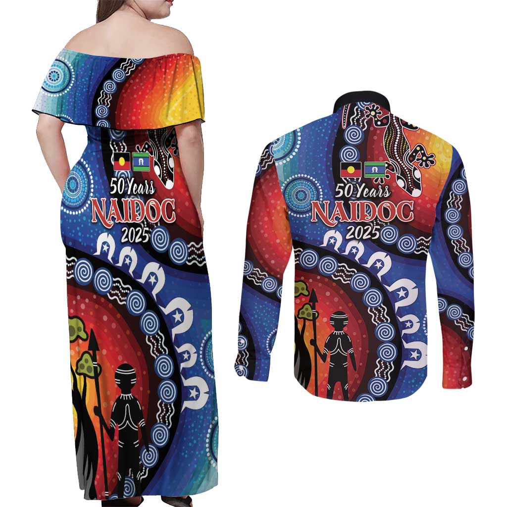 Honoring 50 Years NAIDOC Week 2025 Couples Matching Off Shoulder Maxi Dress and Long Sleeve Button Shirt