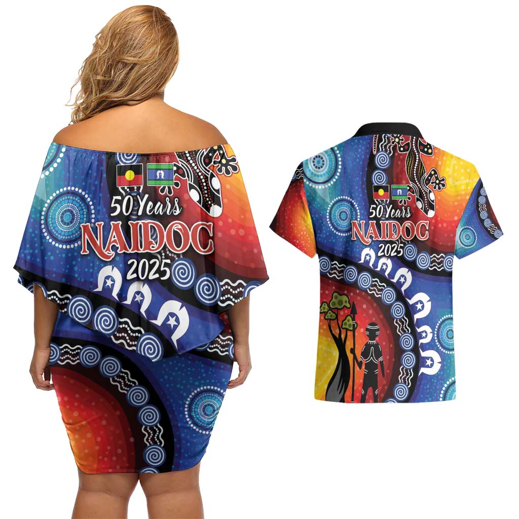 Honoring 50 Years NAIDOC Week 2025 Couples Matching Off Shoulder Short Dress and Hawaiian Shirt