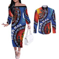 Honoring 50 Years NAIDOC Week 2025 Couples Matching Off The Shoulder Long Sleeve Dress and Long Sleeve Button Shirt