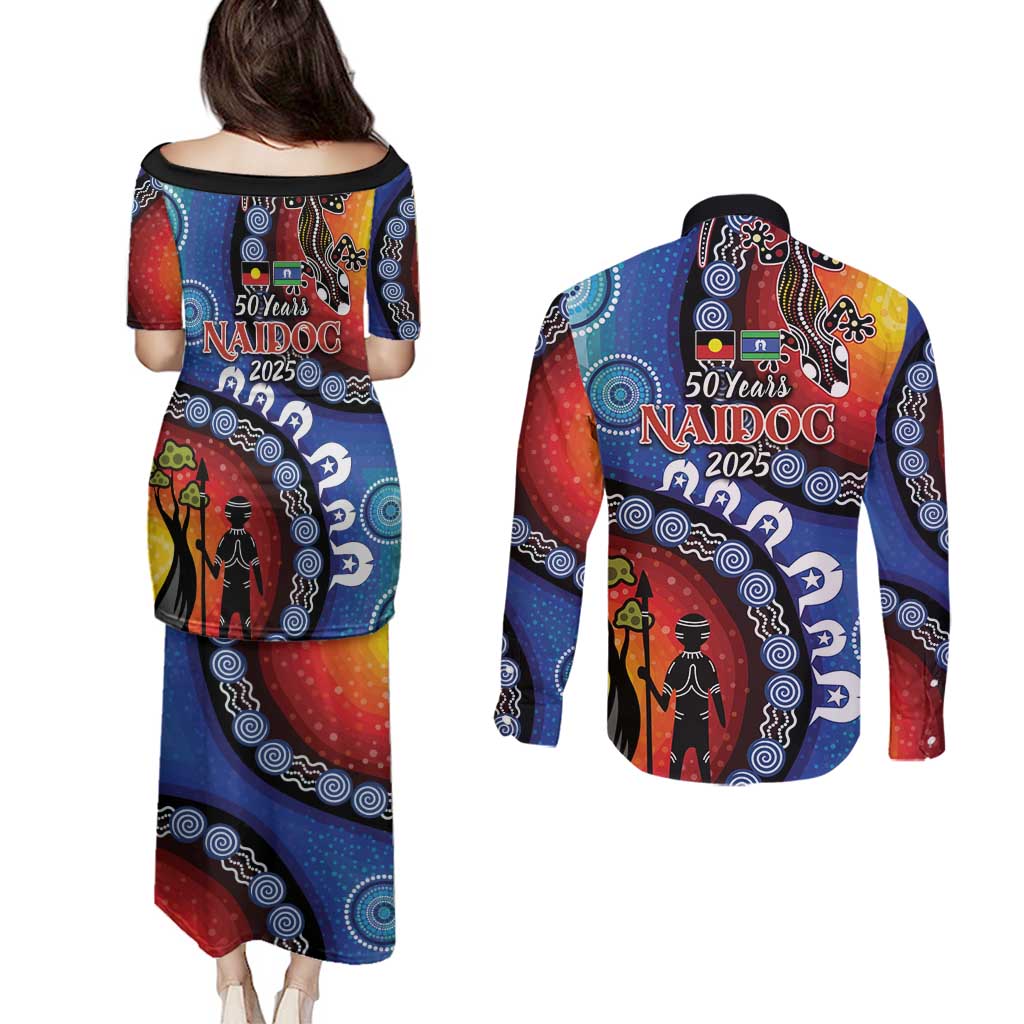 Honoring 50 Years NAIDOC Week 2025 Couples Matching Puletasi and Long Sleeve Button Shirt