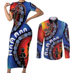 Honoring 50 Years NAIDOC Week 2025 Couples Matching Short Sleeve Bodycon Dress and Long Sleeve Button Shirt