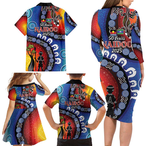 Honoring 50 Years NAIDOC Week 2025 Family Matching Long Sleeve Bodycon Dress and Hawaiian Shirt