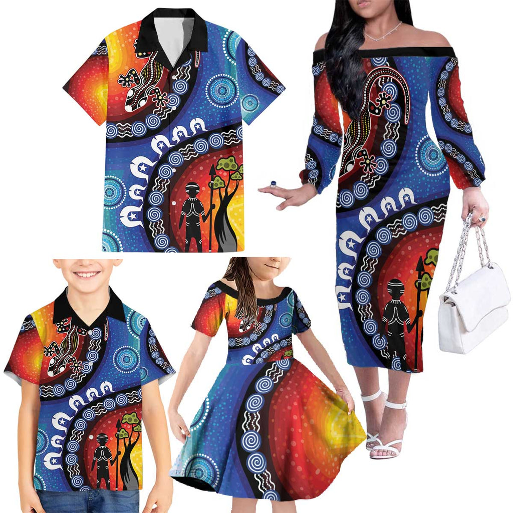 Honoring 50 Years NAIDOC Week 2025 Family Matching Off The Shoulder Long Sleeve Dress and Hawaiian Shirt
