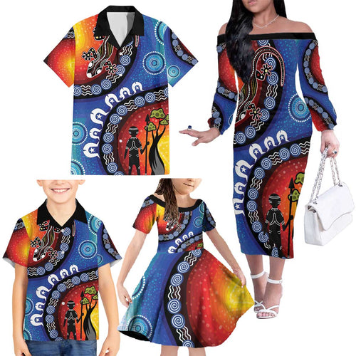 Honoring 50 Years NAIDOC Week 2025 Family Matching Off The Shoulder Long Sleeve Dress and Hawaiian Shirt