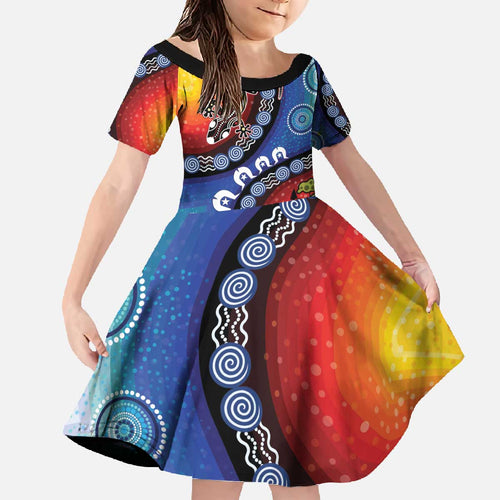 Honoring 50 Years NAIDOC Week 2025 Family Matching Off The Shoulder Long Sleeve Dress and Hawaiian Shirt