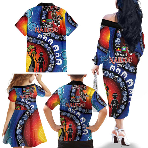 Honoring 50 Years NAIDOC Week 2025 Family Matching Off The Shoulder Long Sleeve Dress and Hawaiian Shirt