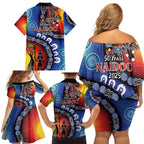 Honoring 50 Years NAIDOC Week 2025 Family Matching Off Shoulder Short Dress and Hawaiian Shirt