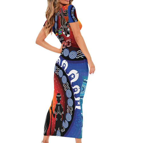 Honoring 50 Years NAIDOC Week 2025 Family Matching Short Sleeve Bodycon Dress and Hawaiian Shirt