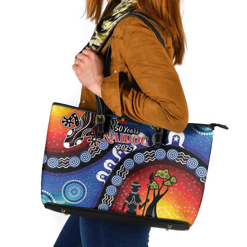Honoring 50 Years NAIDOC Week 2025 Leather Tote Bag