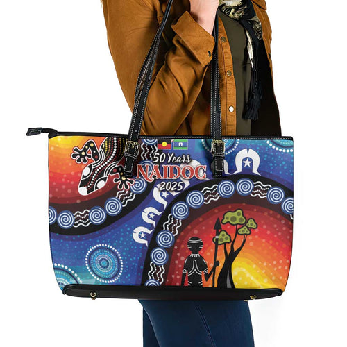 Honoring 50 Years NAIDOC Week 2025 Leather Tote Bag