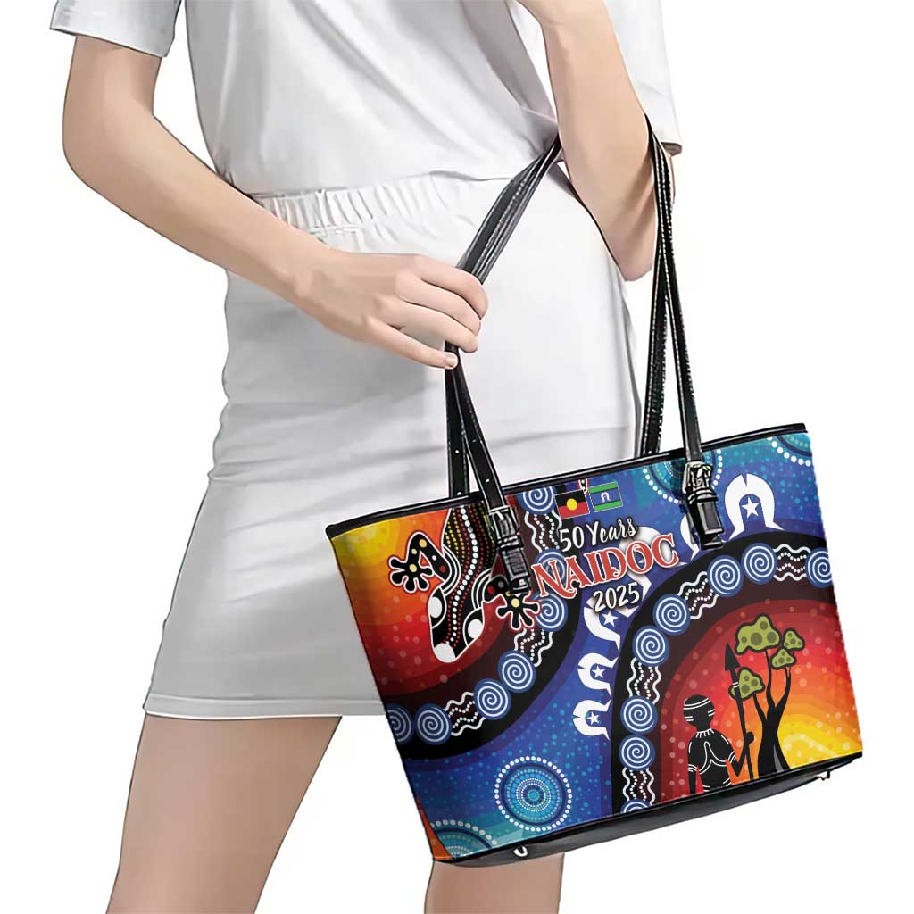 Honoring 50 Years NAIDOC Week 2025 Leather Tote Bag