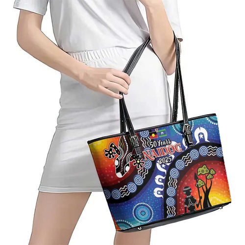 Honoring 50 Years NAIDOC Week 2025 Leather Tote Bag