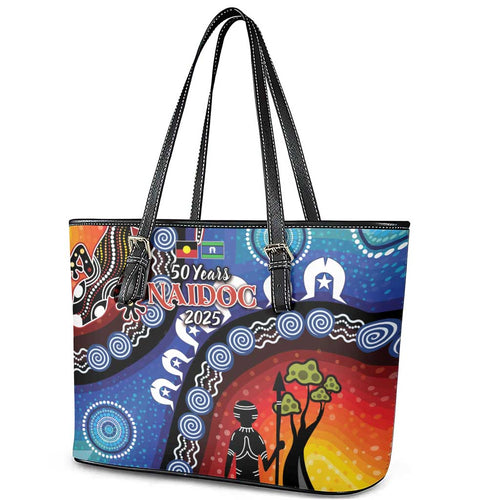 Honoring 50 Years NAIDOC Week 2025 Leather Tote Bag