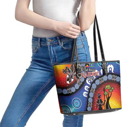 Honoring 50 Years NAIDOC Week 2025 Leather Tote Bag