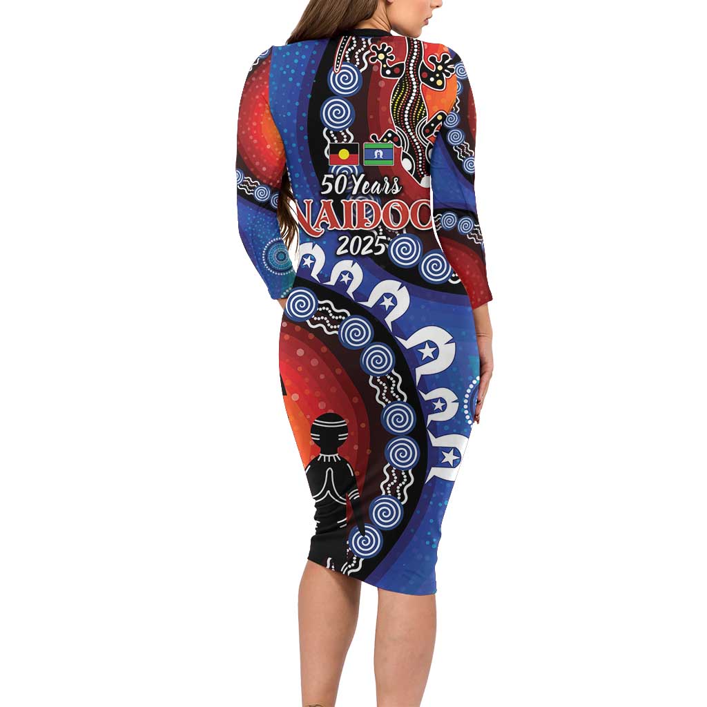 Honoring 50 Years NAIDOC Week 2025 Long Sleeve Bodycon Dress