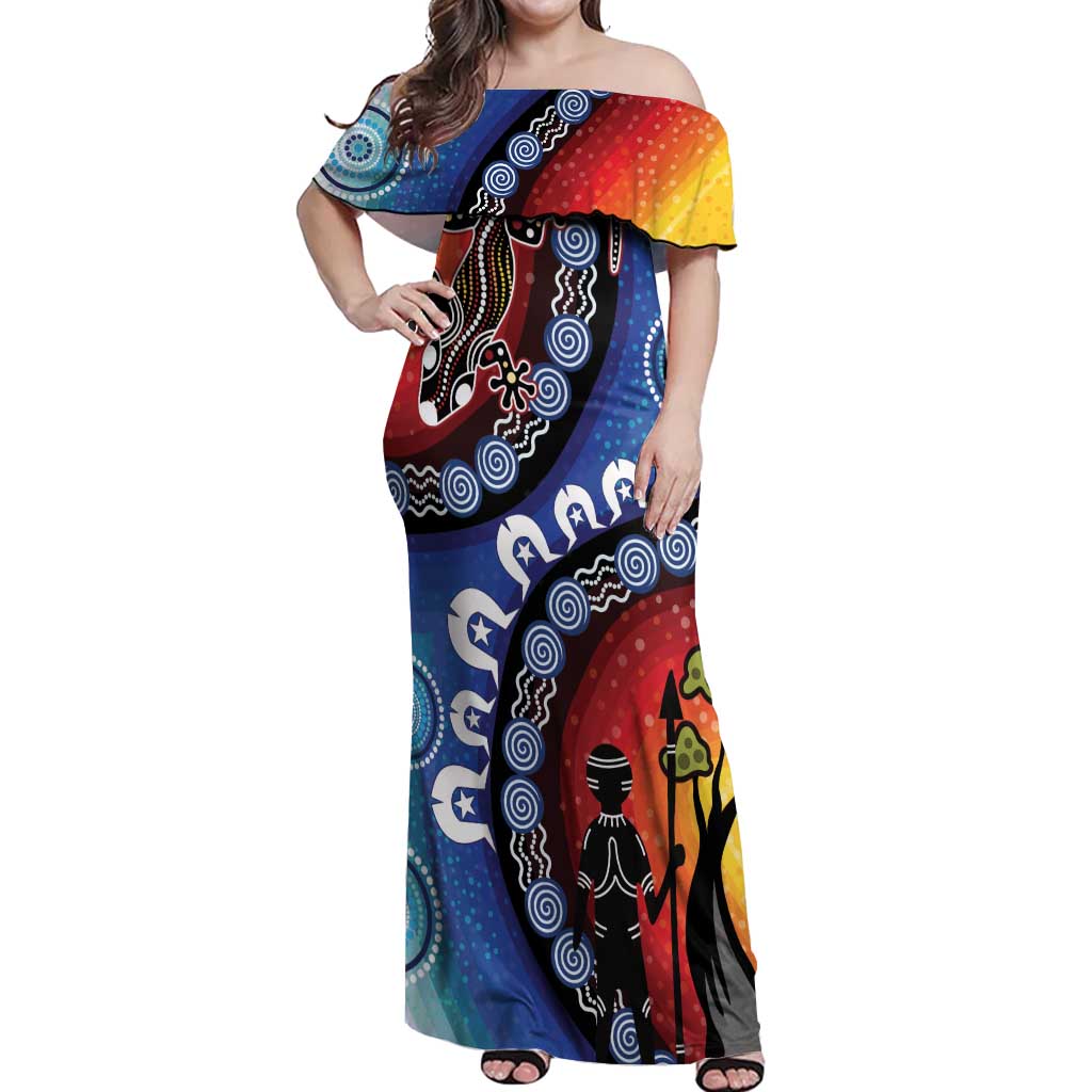 Honoring 50 Years NAIDOC Week 2025 Off Shoulder Maxi Dress