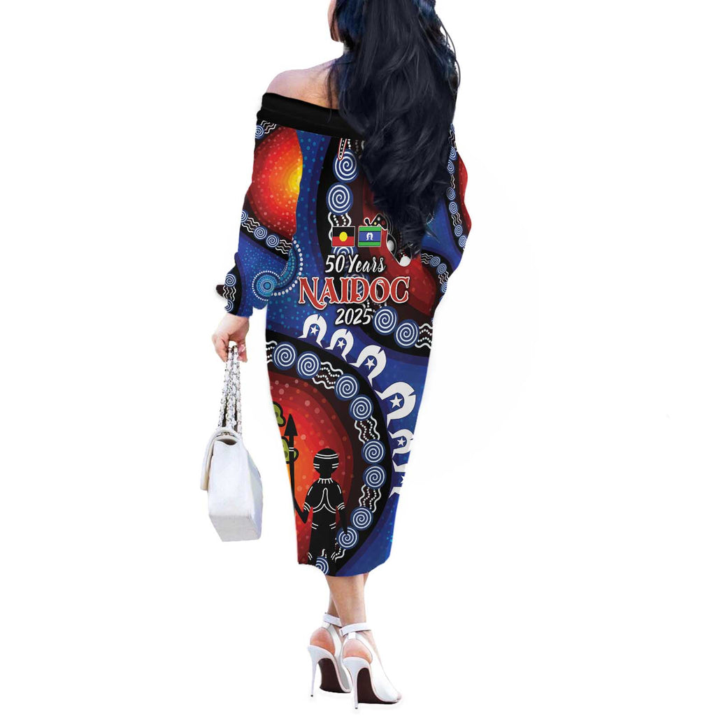 Honoring 50 Years NAIDOC Week 2025 Off The Shoulder Long Sleeve Dress