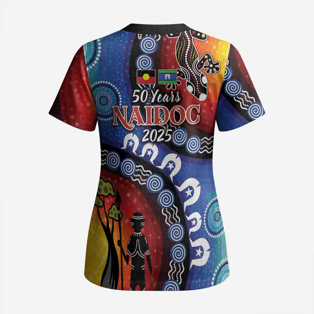 Honoring 50 Years NAIDOC Week 2025 Scrub Top - Aussie Hoodie