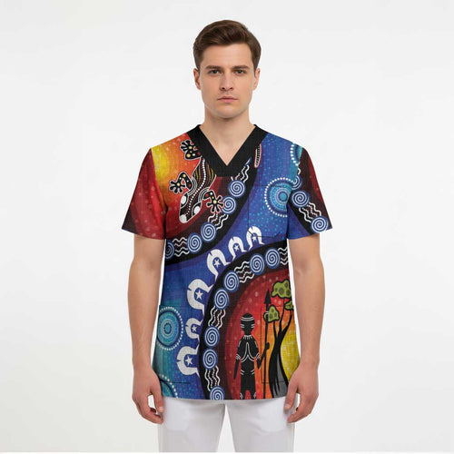 Honoring 50 Years NAIDOC Week 2025 Scrub Top - Aussie Hoodie