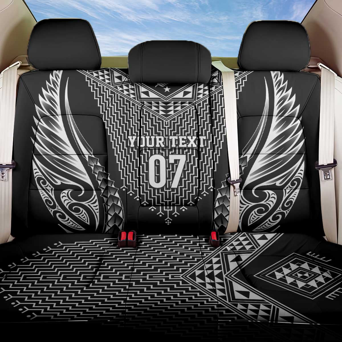 2025 Rugby Championship New Zealand Custom Back Car Seat Cover Poutama Motifs - Aussie Hoodie