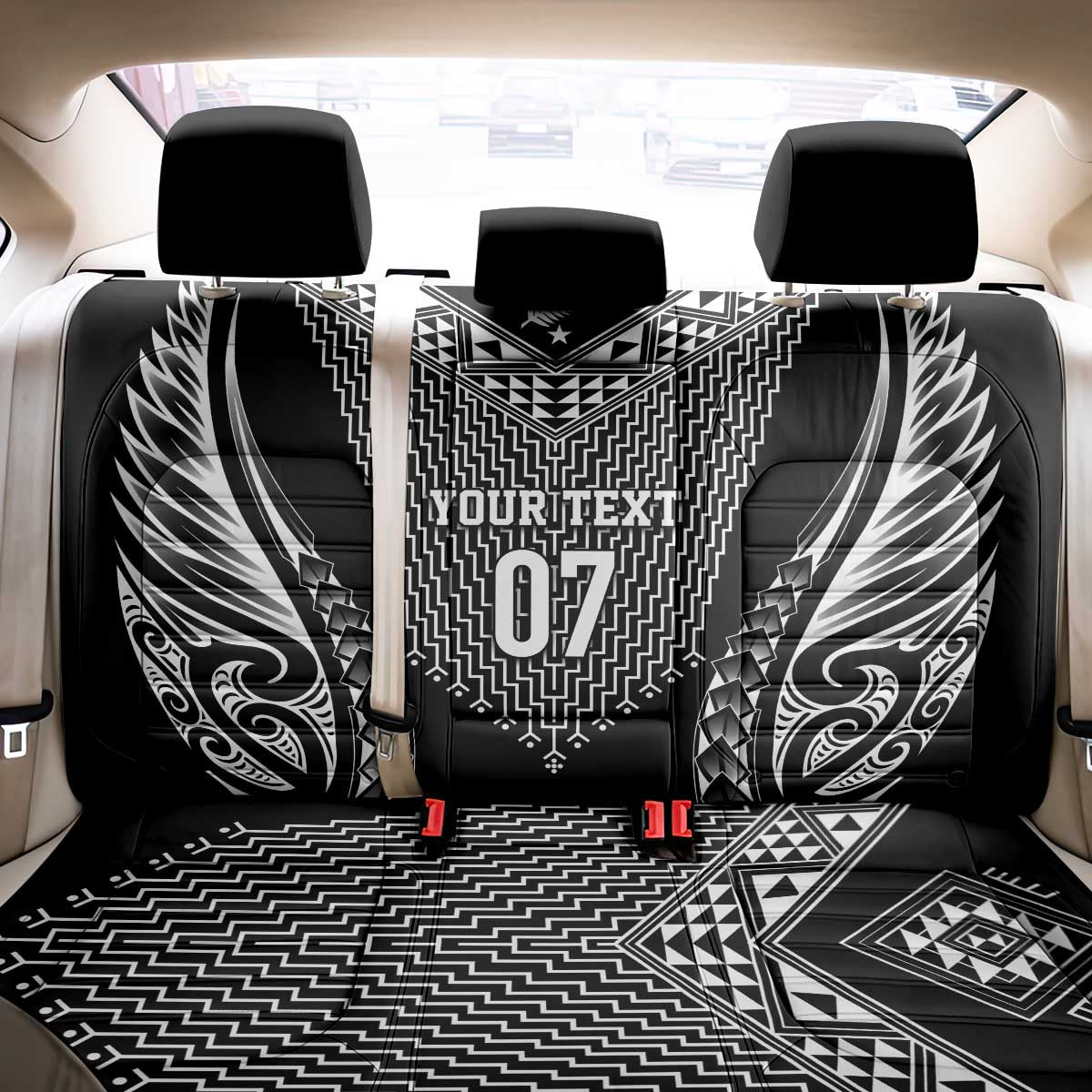 2025 Rugby Championship New Zealand Custom Back Car Seat Cover Poutama Motifs - Aussie Hoodie