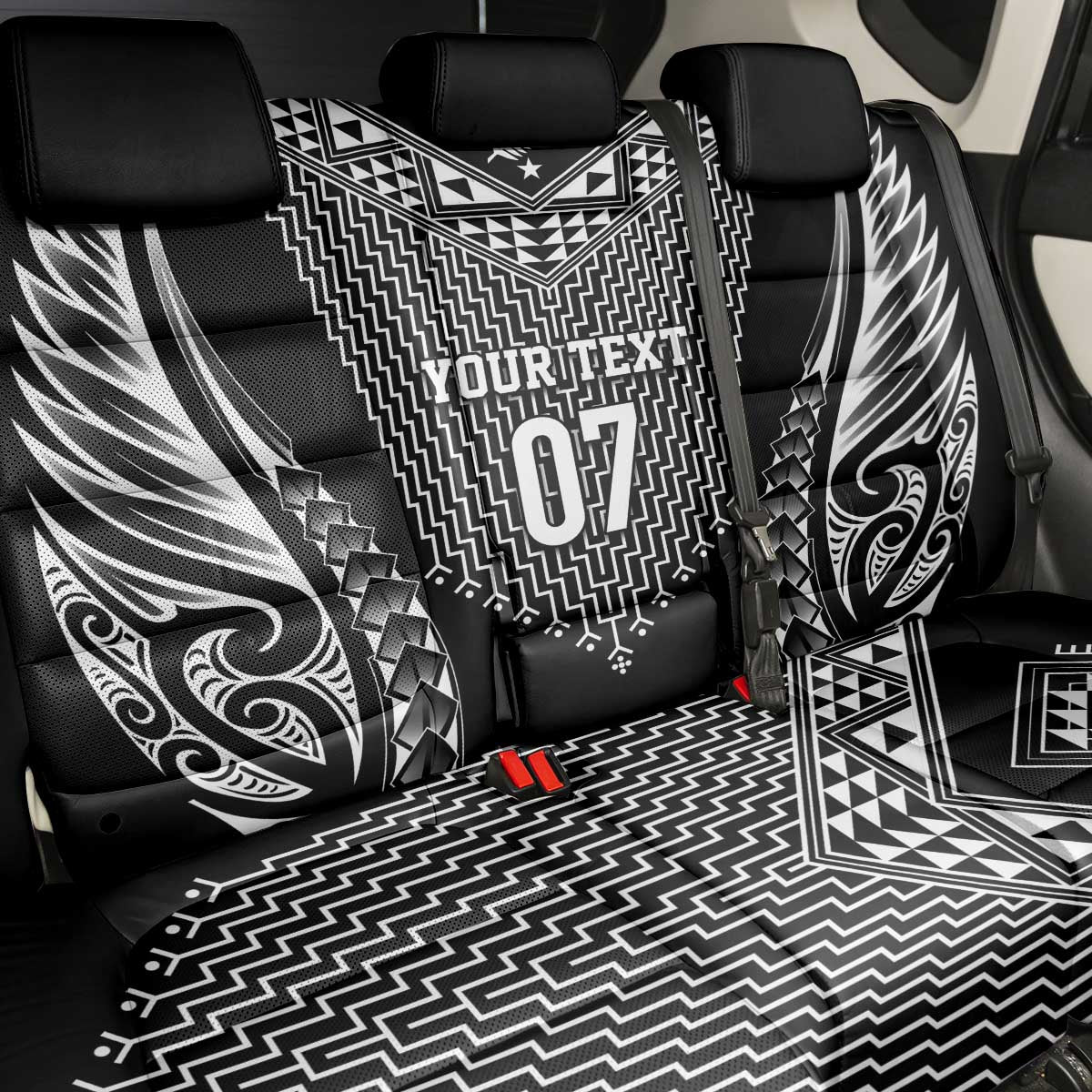 2025 Rugby Championship New Zealand Custom Back Car Seat Cover Poutama Motifs - Aussie Hoodie