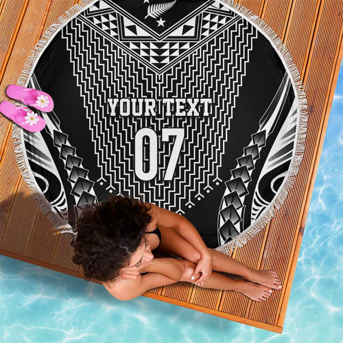 2025 Rugby Championship New Zealand Custom Beach Blanket Poutama Motifs - Aussie Hoodie