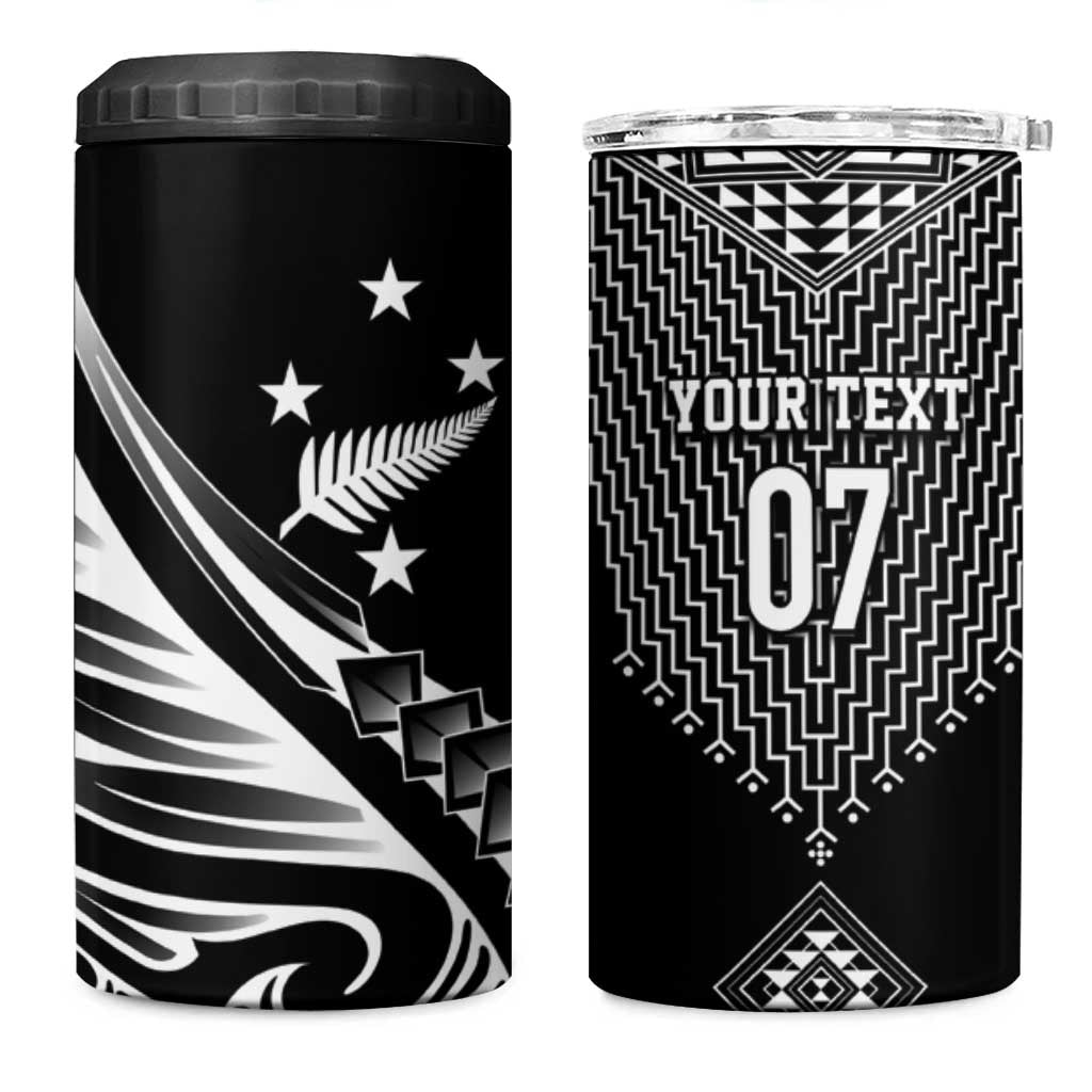 2025 Rugby Championship New Zealand Custom 4 in 1 Can Cooler Tumbler Poutama Motifs - Aussie Hoodie