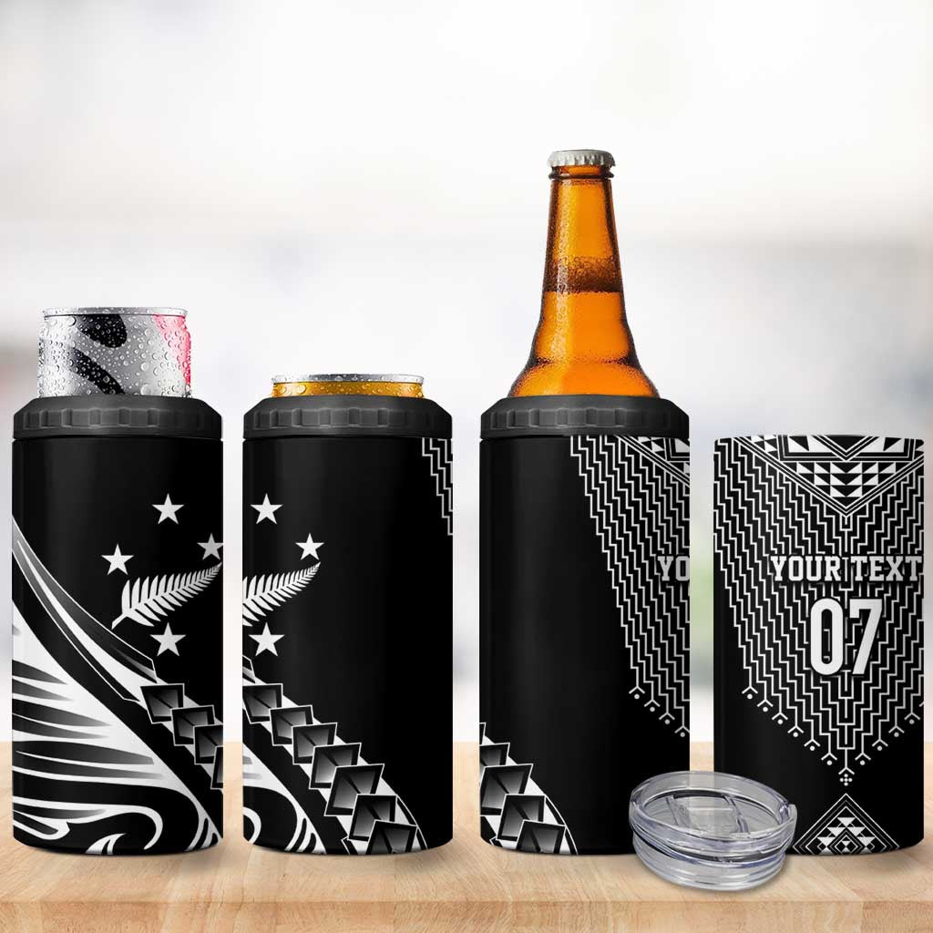 2025 Rugby Championship New Zealand Custom 4 in 1 Can Cooler Tumbler Poutama Motifs - Aussie Hoodie
