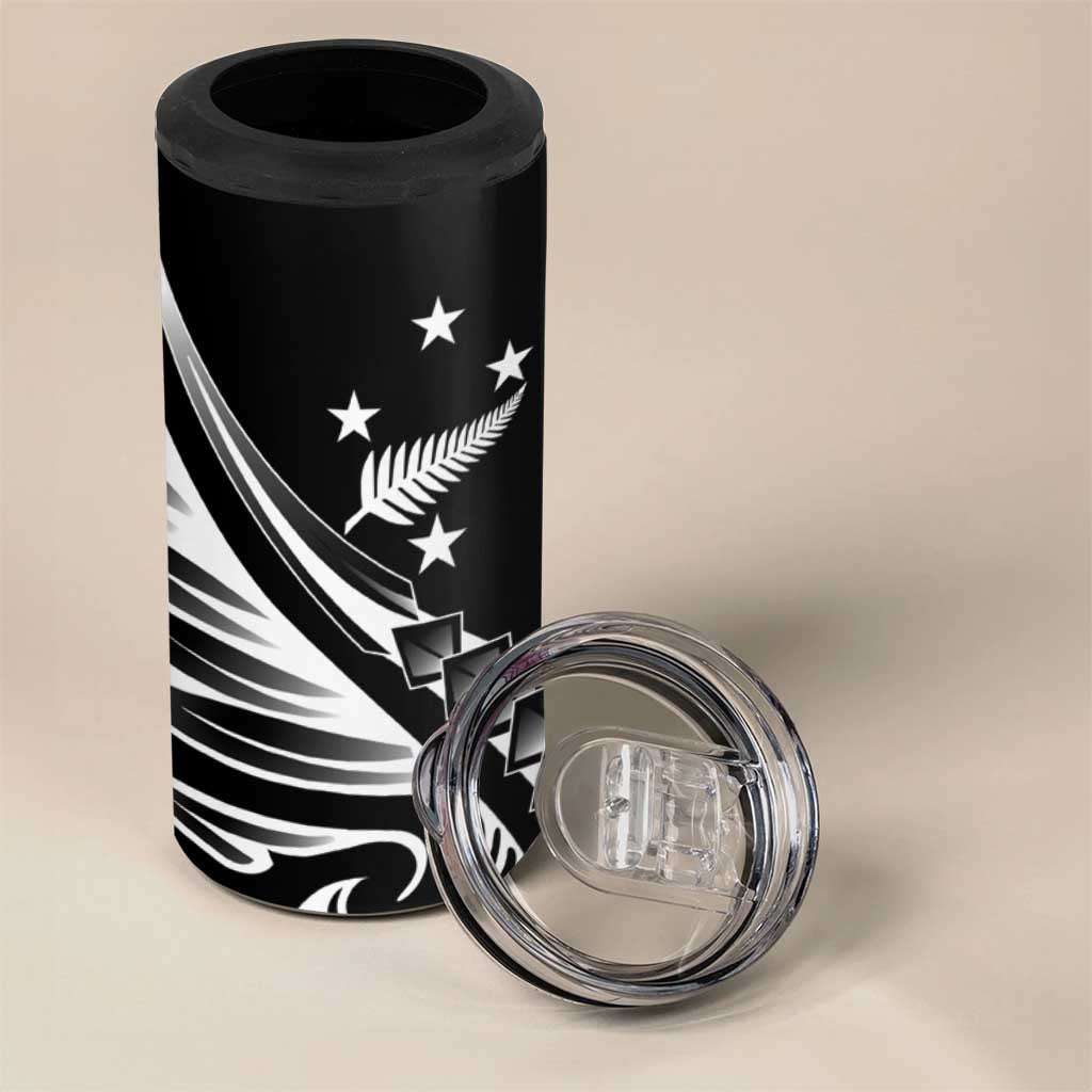 2025 Rugby Championship New Zealand Custom 4 in 1 Can Cooler Tumbler Poutama Motifs - Aussie Hoodie