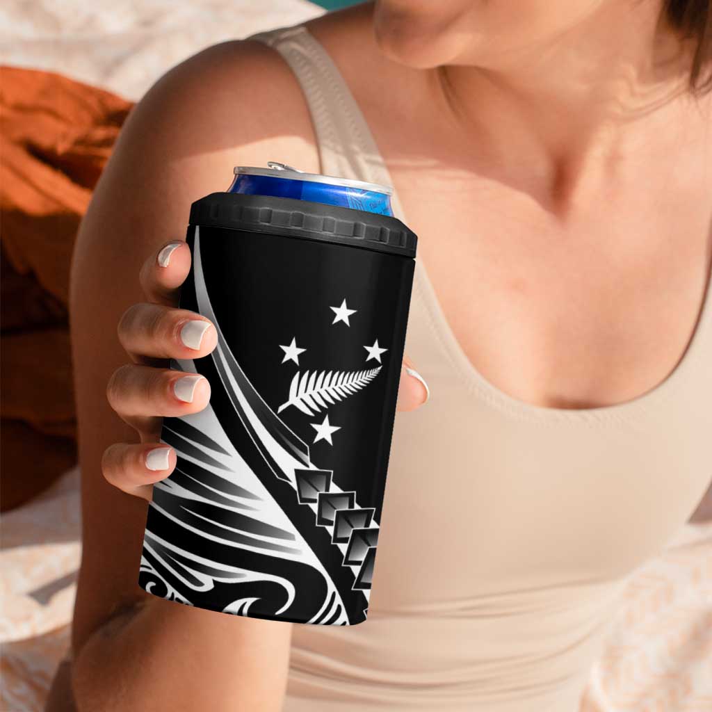 2025 Rugby Championship New Zealand Custom 4 in 1 Can Cooler Tumbler Poutama Motifs - Aussie Hoodie