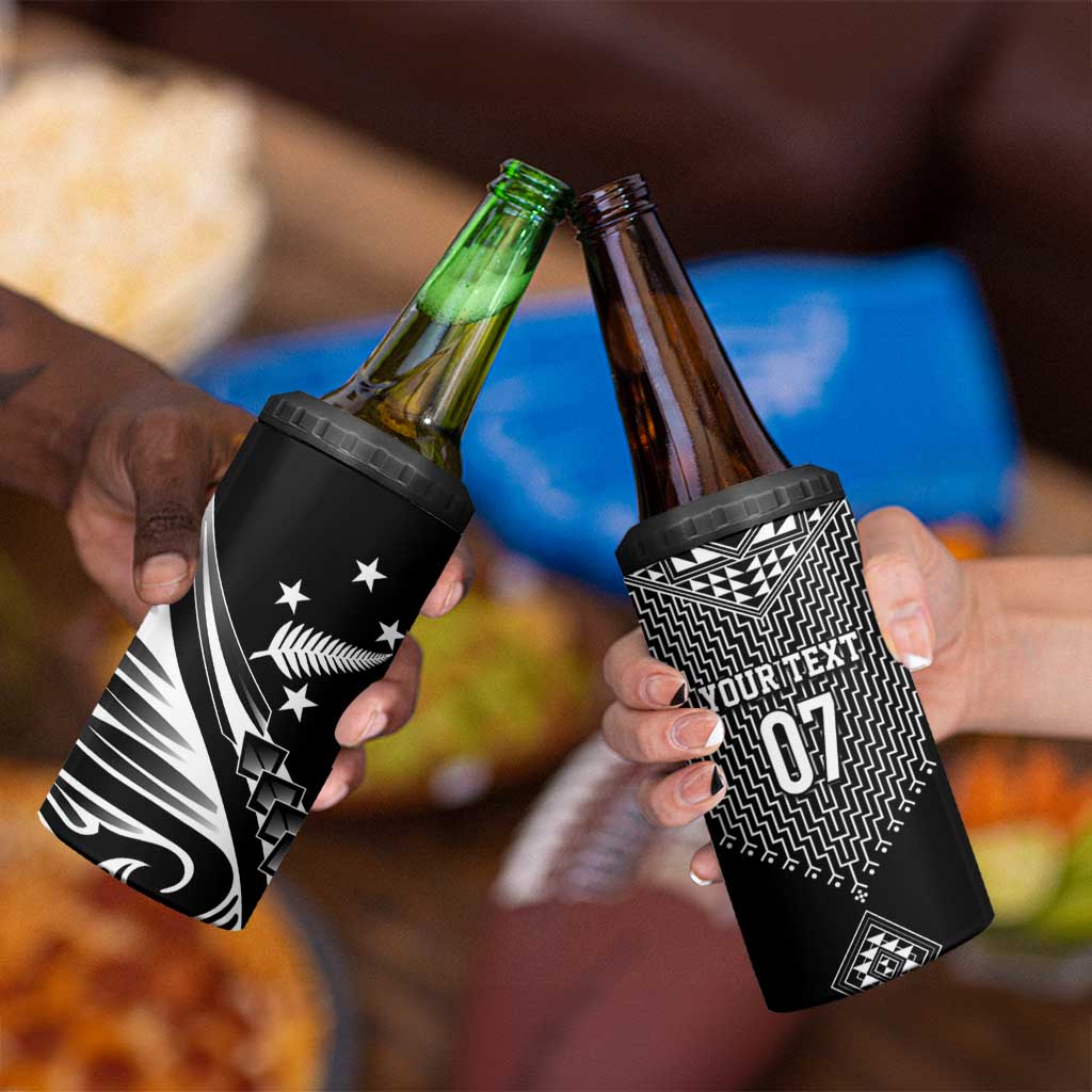 2025 Rugby Championship New Zealand Custom 4 in 1 Can Cooler Tumbler Poutama Motifs - Aussie Hoodie