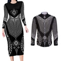 2025 Rugby Championship New Zealand Custom Couples Matching Long Sleeve Bodycon Dress and Long Sleeve Button Shirt Poutama Motifs - Aussie Hoodie