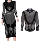 2025 Rugby Championship New Zealand Custom Couples Matching Long Sleeve Bodycon Dress and Long Sleeve Button Shirt Poutama Motifs - Aussie Hoodie