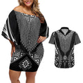 2025 Rugby Championship New Zealand Custom Couples Matching Off Shoulder Short Dress and Hawaiian Shirt Poutama Motifs - Aussie Hoodie