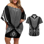 2025 Rugby Championship New Zealand Custom Couples Matching Off Shoulder Short Dress and Hawaiian Shirt Poutama Motifs - Aussie Hoodie