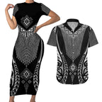 2025 Rugby Championship New Zealand Custom Couples Matching Short Sleeve Bodycon Dress and Hawaiian Shirt Poutama Motifs - Aussie Hoodie