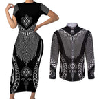 2025 Rugby Championship New Zealand Custom Couples Matching Short Sleeve Bodycon Dress and Long Sleeve Button Shirt Poutama Motifs - Aussie Hoodie