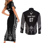 2025 Rugby Championship New Zealand Custom Couples Matching Short Sleeve Bodycon Dress and Long Sleeve Button Shirt Poutama Motifs - Aussie Hoodie