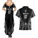 2025 Rugby Championship New Zealand Custom Couples Matching Summer Maxi Dress and Hawaiian Shirt Poutama Motifs - Aussie Hoodie