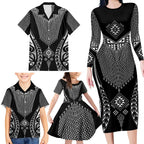 2025 Rugby Championship New Zealand Custom Family Matching Long Sleeve Bodycon Dress and Hawaiian Shirt Poutama Motifs - Aussie Hoodie
