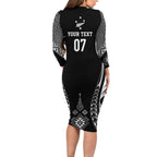2025 Rugby Championship New Zealand Custom Family Matching Long Sleeve Bodycon Dress and Hawaiian Shirt Poutama Motifs - Aussie Hoodie