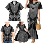 2025 Rugby Championship New Zealand Custom Family Matching Mermaid Dress and Hawaiian Shirt Poutama Motifs - Aussie Hoodie